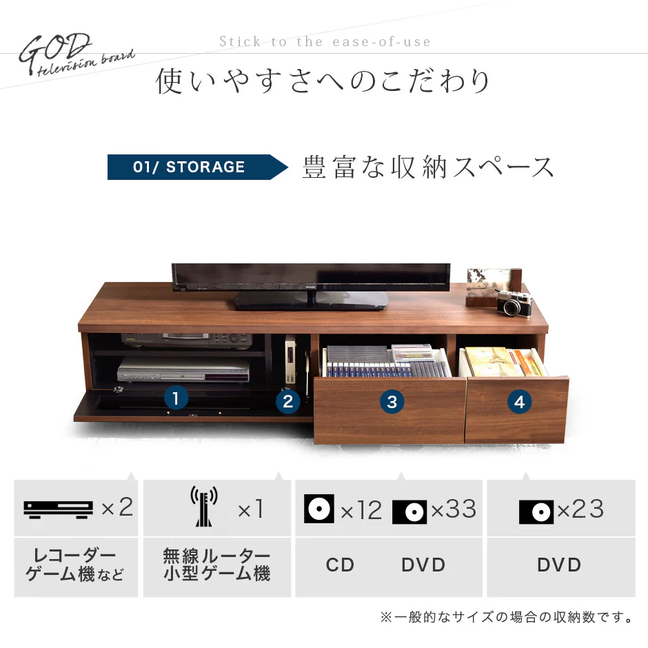 ［幅150cm］国産 完成品 テレビ台 *GOD-TG* ロータイプ 32型 ～ 60型【超大型商品】〔01070300〕 - Image 10