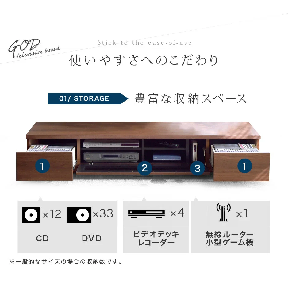 ［幅180cm］国産 完成品 テレビ台 *GOD-TG* ロータイプ 32型 ～ 65型 【超大型商品】 〔01070306〕 - Image 10