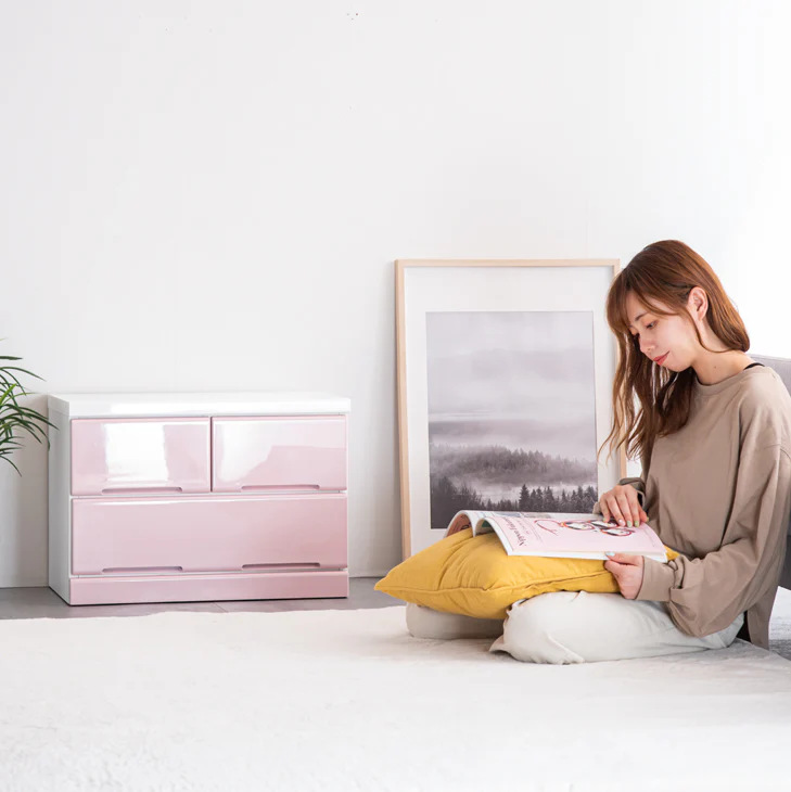 [幅60] パステルカラーチェスト 2段 スライドレール付 完成品〔02010260〕 - Image 10