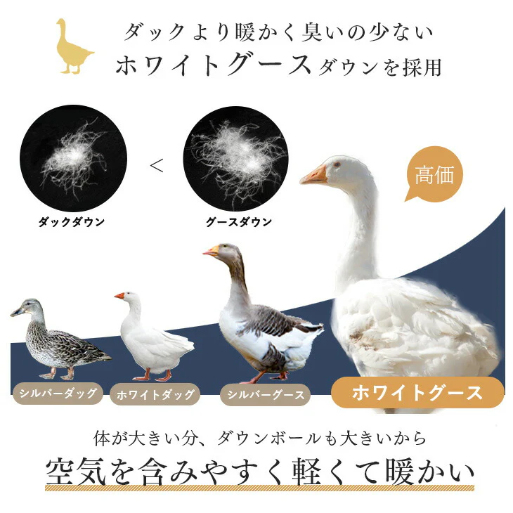 【クリアランス】[シングル] 大増量1.3kg 羽毛布団 ホワイトグースダウン93％ CILゴールドラベル 二層キルト 400dp以上 かさ高165mm以上 7年保証 日本製 〔10119043〕 - Image 5