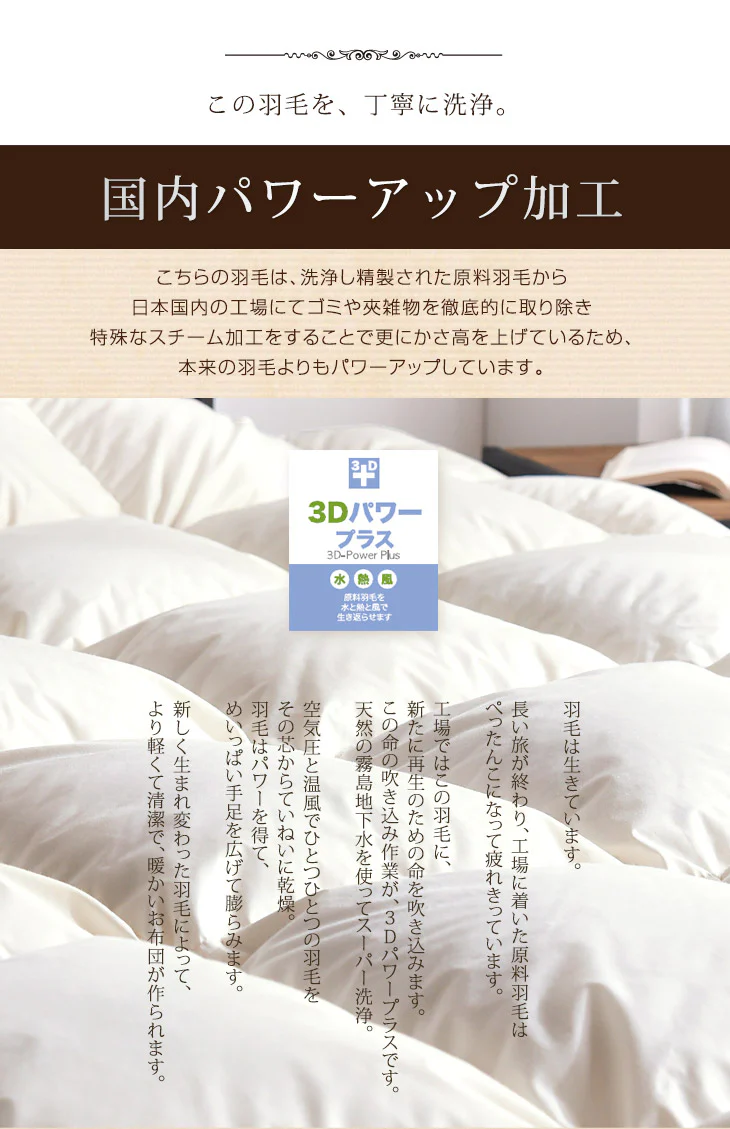 [ダブル] 羽毛布団 増量1.7kg ポーランド産マザーグースダウン95% CILプラチナラベル 二層キルト 超長綿160番手 480dp かさ高200mm以上 10年保証 日本製 〔10119054〕 - Image 11