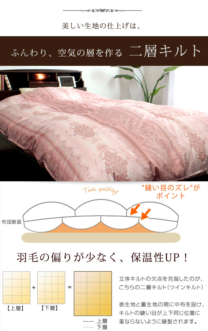 [ダブル] 羽毛布団 増量1.7kg ポーランド産マザーグースダウン95% CILプラチナラベル 二層キルト 超長綿160番手 480dp かさ高200mm以上 10年保証 日本製 〔10119054〕 - Image 17