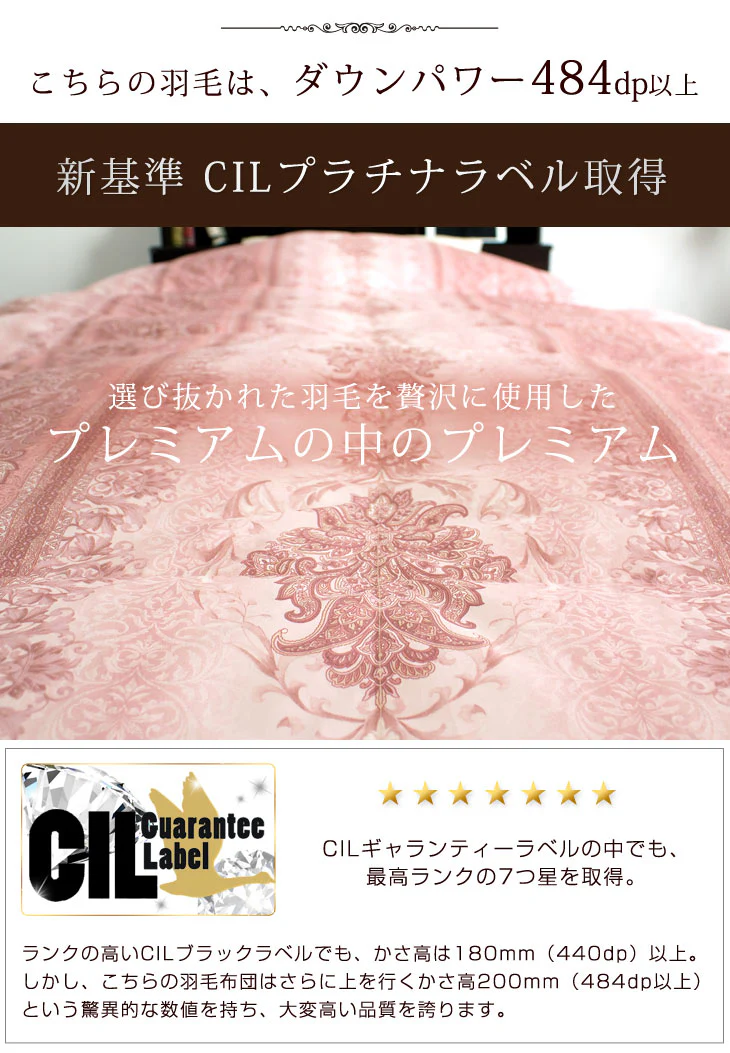 [ダブル] 羽毛布団 増量1.7kg ポーランド産マザーグースダウン95% CILプラチナラベル 二層キルト 超長綿160番手 480dp かさ高200mm以上 10年保証 日本製 〔10119054〕 - Image 8