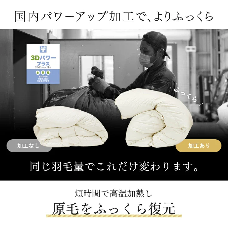 [セミダブル] 2枚合わせ 羽毛布団 ホワイトダックダウン85％ CILレッドラベル 立体キルト 300dp以上 抗菌・防臭 日本製 〔10119065〕 - Image 14