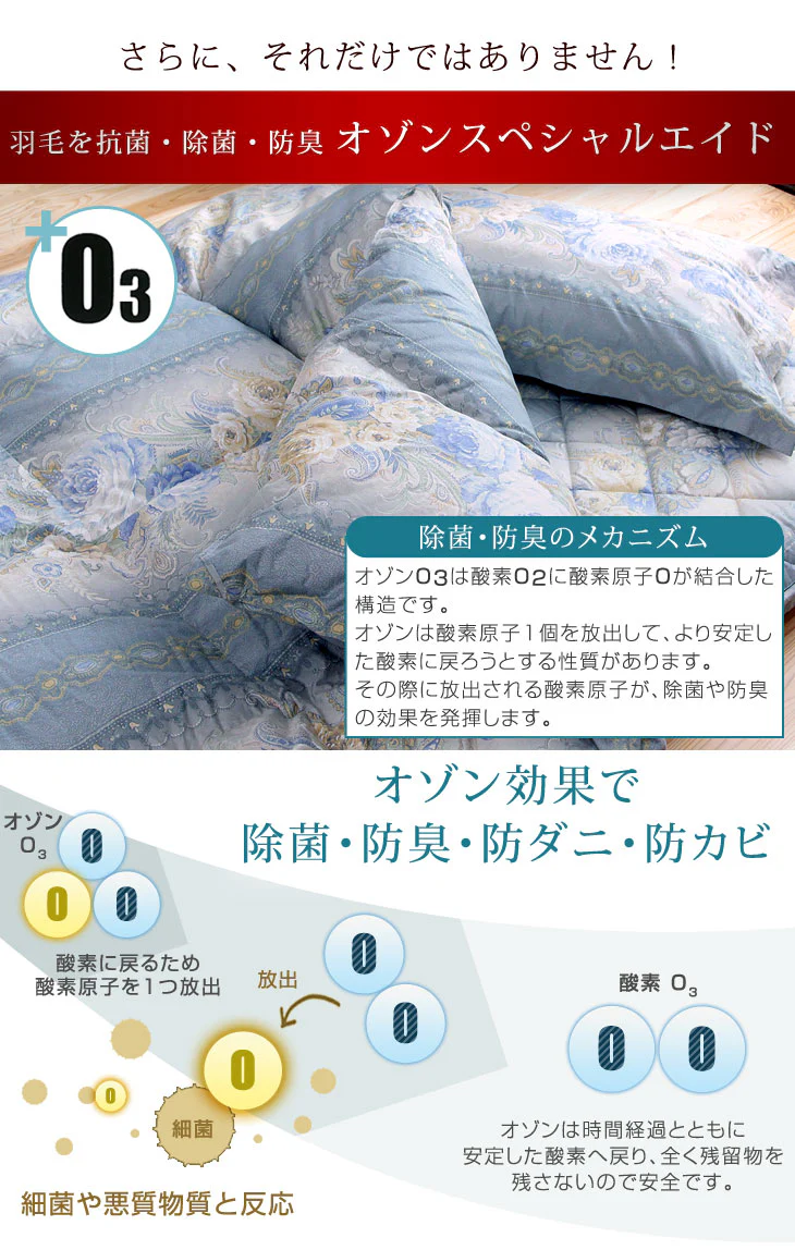 [ダブル] 布団6点セット 増量1.8㎏ ホワイトダックダウン90％ CILシルバーラベル 立体キルト 350dp以上 日本製〔10119079〕 - Image 14