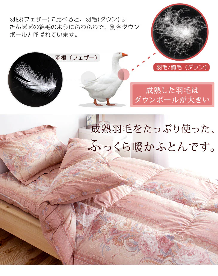 [ダブル] 布団6点セット 増量1.8㎏ ホワイトダックダウン90％ CILシルバーラベル 立体キルト 350dp以上 日本製〔10119079〕 - Image 6