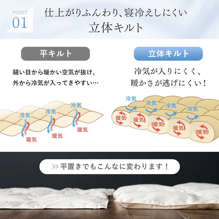 [ダブルロング] 洗える 肌掛け布団 羽毛 日本製 ダックダウン85％ 30マス立体キルト ダウンケット 夏 夏用 布団〔10119212〕 - Image 5