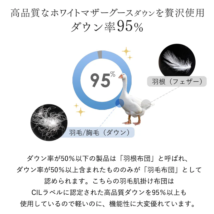 [シングルロング・2枚組]ポーランド産 マザーグース 95% 洗える ダウンケット 日本製 肌掛け布団 羽毛肌掛け布団 夏 夏用 布団〔10119275〕 - Image 8