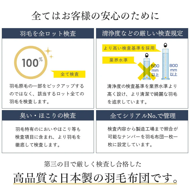 【クリアランス】[シングル] 羽毛布団 純ポーランド産グースダウン95％ CILブラックラベル 二層キルト 440dp以上 7年保証 日本製 〔10119332〕 - Image 12