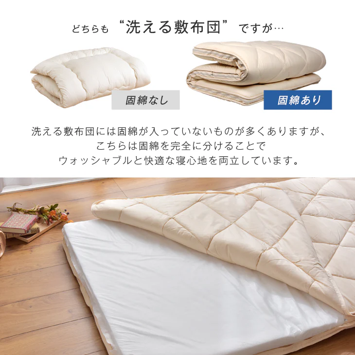［セミダブル］洗える三層敷布団 日本製 完全分割式 テイジン ウォシュロン (R) 〔10419265〕 - Image 4