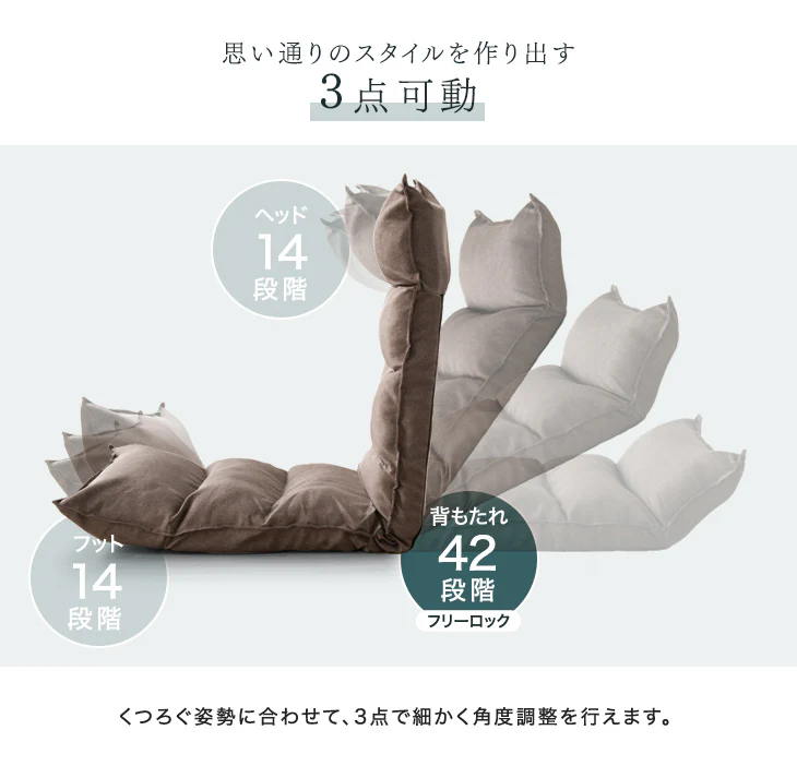座椅子 ハイバック 低反発 42段階 リクライニング座椅子 チェア 〔15210015〕 - Image 9
