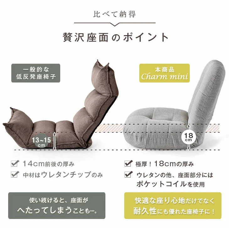 くすみコーデュロイ登場! へたりにくいポケットコイル 座椅子 14段階 リクライニング ポケットコイル〔15210040〕 - Image 9