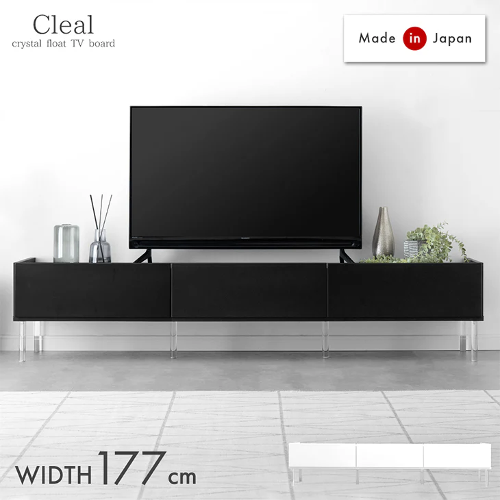 ［幅177］浮遊するテレビ台 国産 大川家具 透明脚 テレビラック 収納 引き出し【超大型商品】〔17100080〕 - Image 2