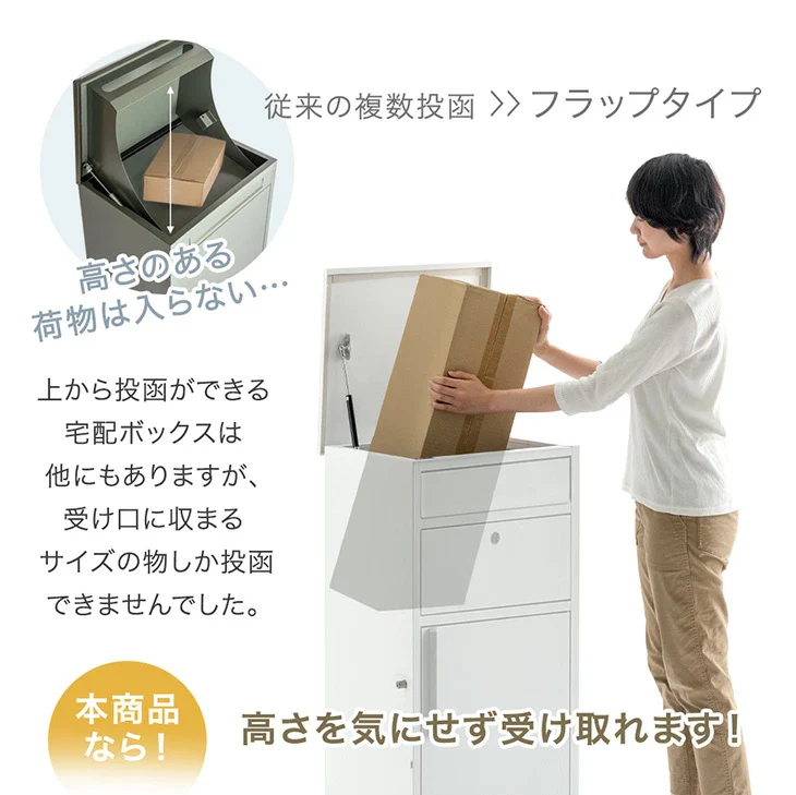 LIVBOX ーリブボックスー 宅配ボックス 押し込み式 複数投函OK 大容量135L 鍵付き 脚付き 防水 戸建て〔17600169〕 - Image 9