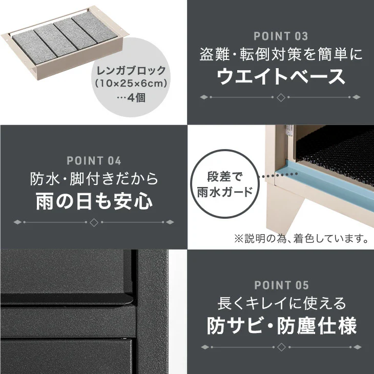 LIVBOX ーリブボックスー 宅配ボックス 押し込み式 複数投函 OK 大容量 100L LIVBOX プッシュキー 一戸建て用〔17600208〕 - Image 18