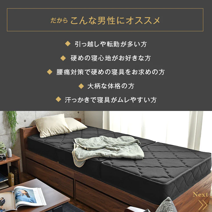 [シングル］男のボンネルコイルマットレス 三つ折り ムレにくい 硬め 高反発スプリング〔17800126〕 - Image 5