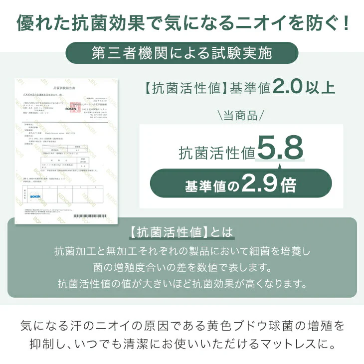 [ダブル] 極厚22cm 高反発ピロートップ ボンネルコイル マットレス 抗菌 防臭 防ダニ〔17810151〕 - Image 13
