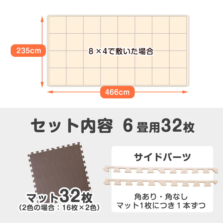 ≪130万set突破≫［6畳］ジョイントマット 32枚 大判59cm 1級防音 抗菌 防臭 7物質検査 床暖房対応 おしゃれ プレイマット〔18700001〕 - Image 18