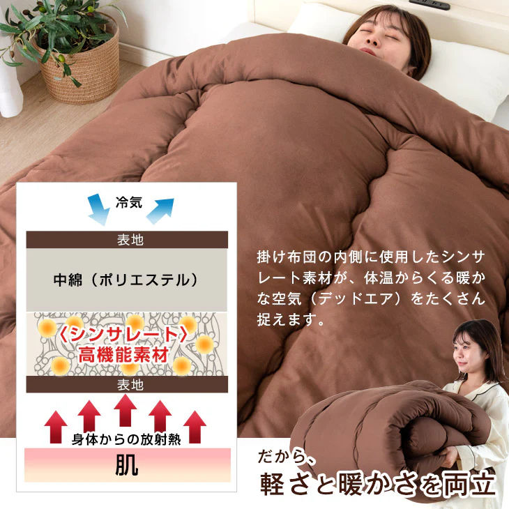 ［シングルロング］日本製 洗える 掛け布団 シンサレート全面使用 防ダニ 抗菌 防臭 フィルハーモニー 掛布団〔19800042〕 - Image 5