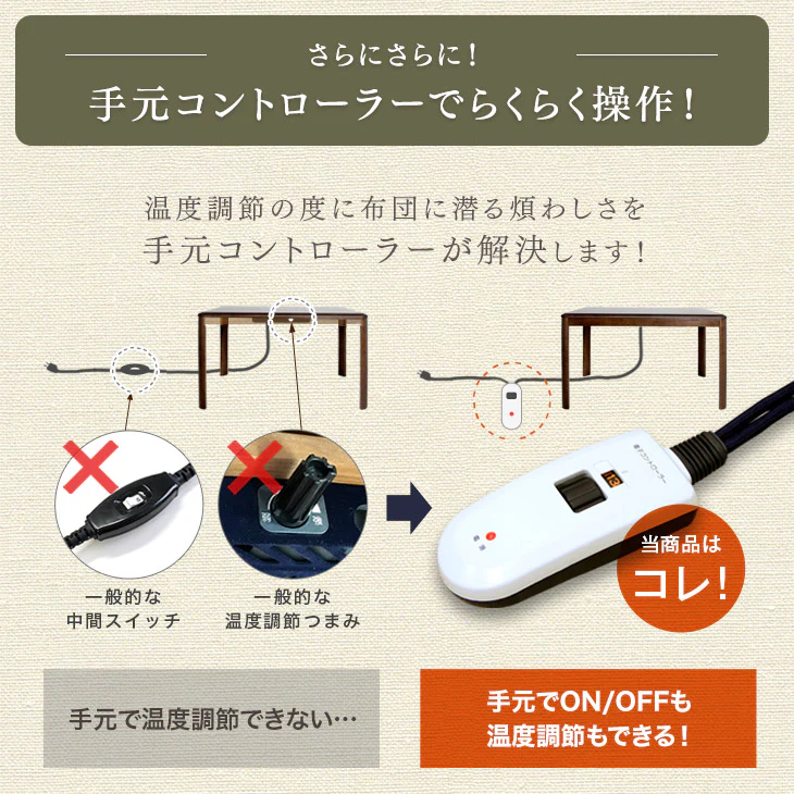 ［6点セット］ダイニングこたつ 長方形 120×75cm 600W ハロゲンヒーター 手元コントローラー 高脚 4人掛け 回転椅子〔21300052〕 - Image 9