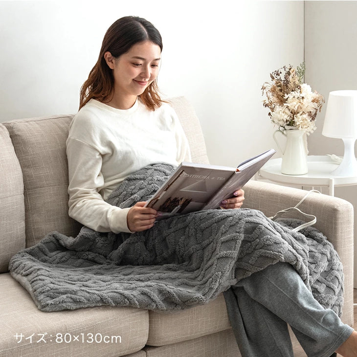 【クリアランス】［幅80×長さ130］ 電気毛布 3段階 温度調節 丸洗い可 フランネル生地 省エネ ダニ退治  掛け敷き毛布〔30300026〕 - Image 5