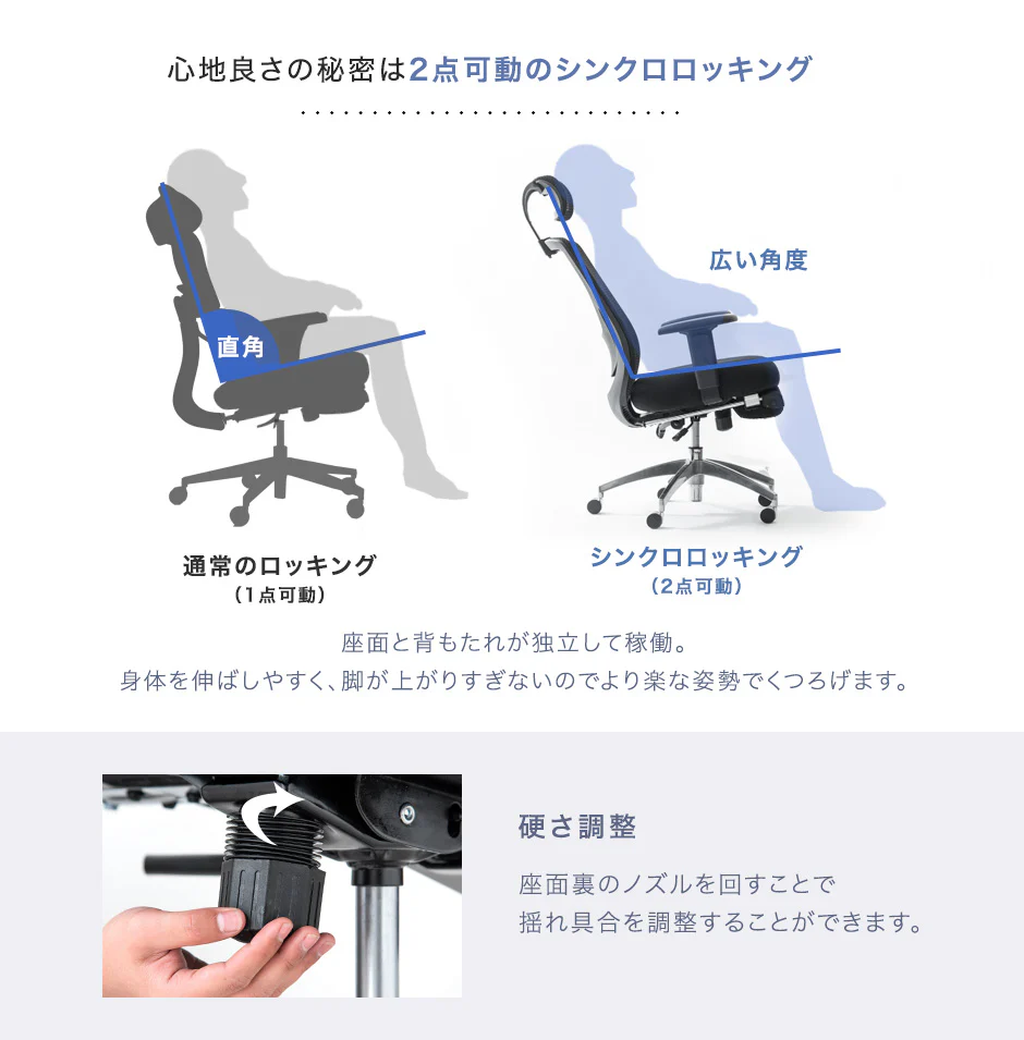 オフィスチェア デスクチェア フットレスト付 リクライニング ヘッドレスト〔31500027〕 - Image 8