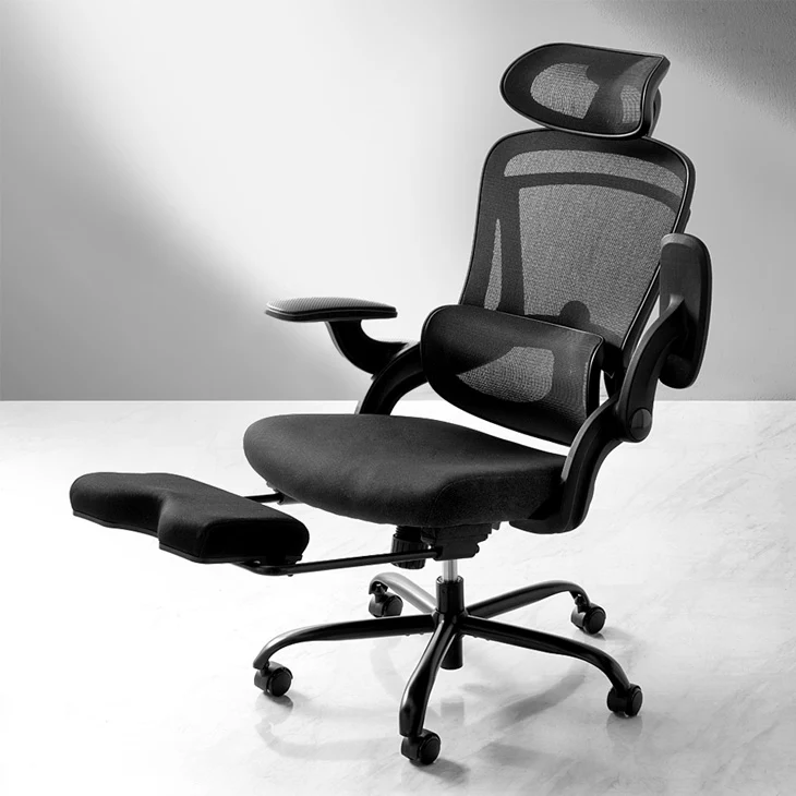オフィスチェア フットレスト付 ランバーサポート付 ロッキング機能 ハイバック 肘付き 高さ調節 メッシュ チェア 椅子〔31500047〕 - Image 30