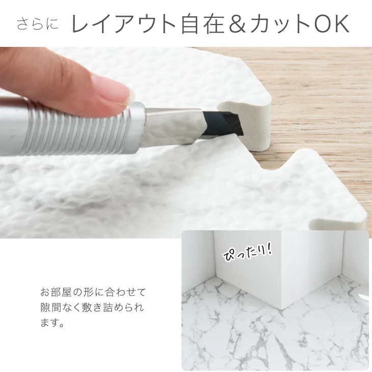 ［6畳］大理石調 ジョイントマット 32枚 厚み20mm 大判59cm 安全 防音 抗菌 防臭 洗える 床暖房対応〔31800016〕 - Image 7