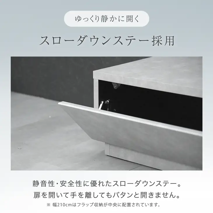 ［幅210］テレビ台 ローボード 国産 完成品 モルタル調 テレビラック 収納 日本製【超大型商品】〔33010066〕 - Image 12