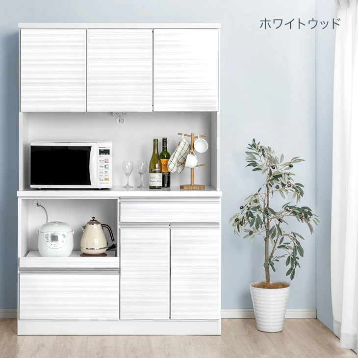 ［幅120］国産 食器棚 完成品 コンセント付き 大型レンジ対応 キッチンボード レンジ台 キッチンラック  木製【搬入設置込み】【超大型商品】〔33010167〕 - Image 16