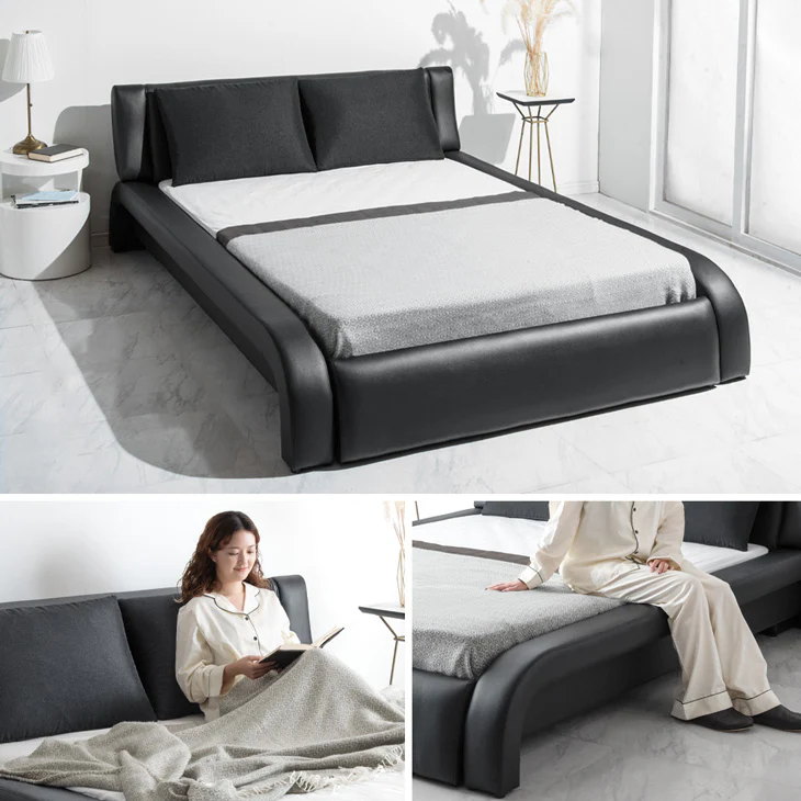 [ダブル] レザー調 ベッド フレームのみ 脚付き【超大型商品】〔33010208〕 - Image 7