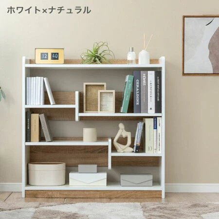 [幅90cm] 本棚 3段 オープンラック 5段階  組み替え 移動 ロータイプ 木製 ブックシェルフ 仕切り  調整 カスタマイズ スリム〔33020015〕 - Image 10