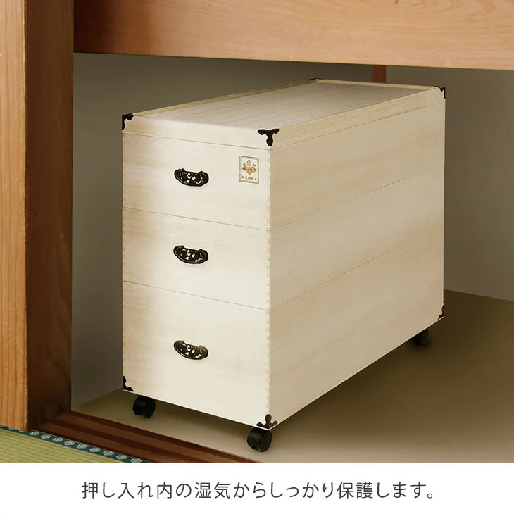 ［1段］ひな人形収納 総桐 完成品 キャスター付き 衣類収納〔35010106〕 - Image 3