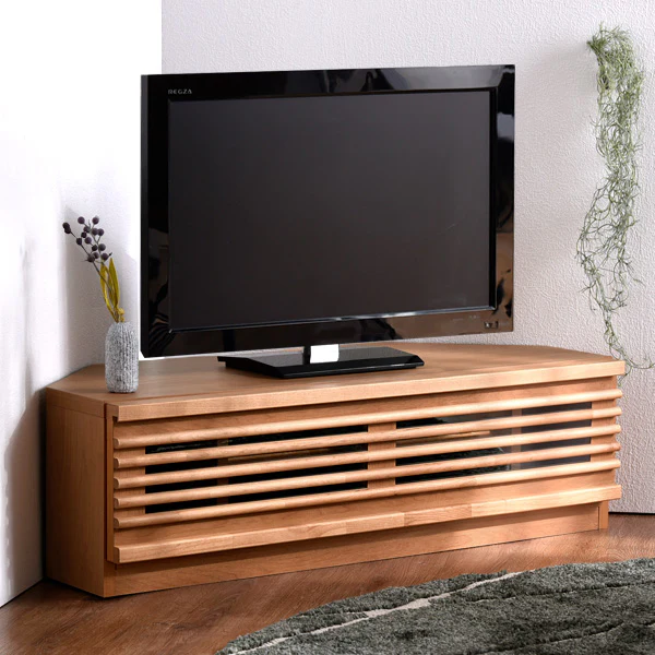 幅100cm アルダー無垢 国産 完成品 コーナーテレビ台 ナチュラル ブラウン *ダリア-TG* 〔38700021〕