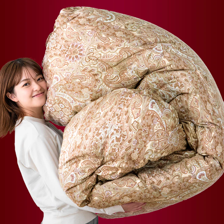 [セミダブル] 羽毛布団 超増量1.7kg 日本製 マザーグースダウン95％ CILブラックラベル 二層キルト 440dp以上 かさ高180mm以上 超長綿 7年保証 〔39100123〕