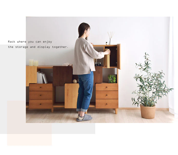 国産 完成品 キャビネット 木製 扉付 本棚 サイドボード 幅60 アルダー 大川家具 リビング 収納 飾り棚 日本製 【超大型商品】〔39600012〕 - Image 10