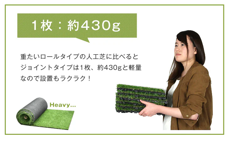 [54枚セット] 人工芝 芝生 4.8平米用 ジョイント式 リアル 芝丈25mm〔42300009〕 - Image 8
