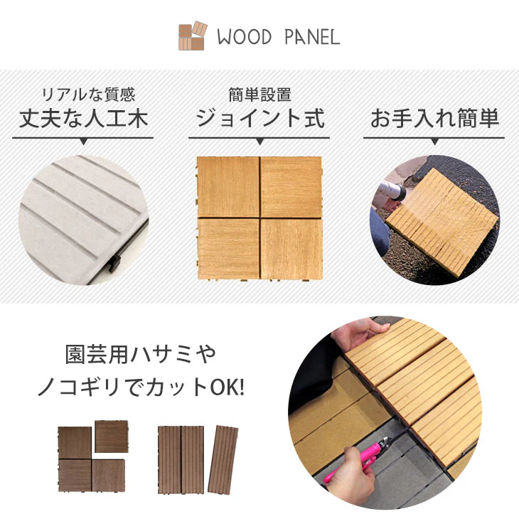 ［9枚］0.8平米用 ウッドパネル 人工木 ウッドタイル ガーデン ガーデニング DIY デッキパネル〔42310014〕 - Image 5