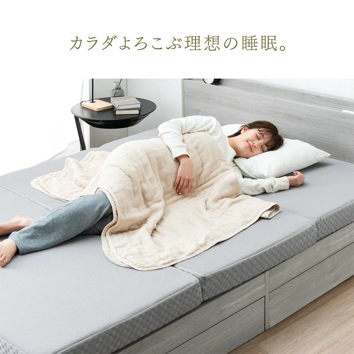 ［クイーン］こだわりの3層構造 高反発マットレス 3つ折り 洗えるカバー プロファイル メッシュ〔43300146〕 - Image 12