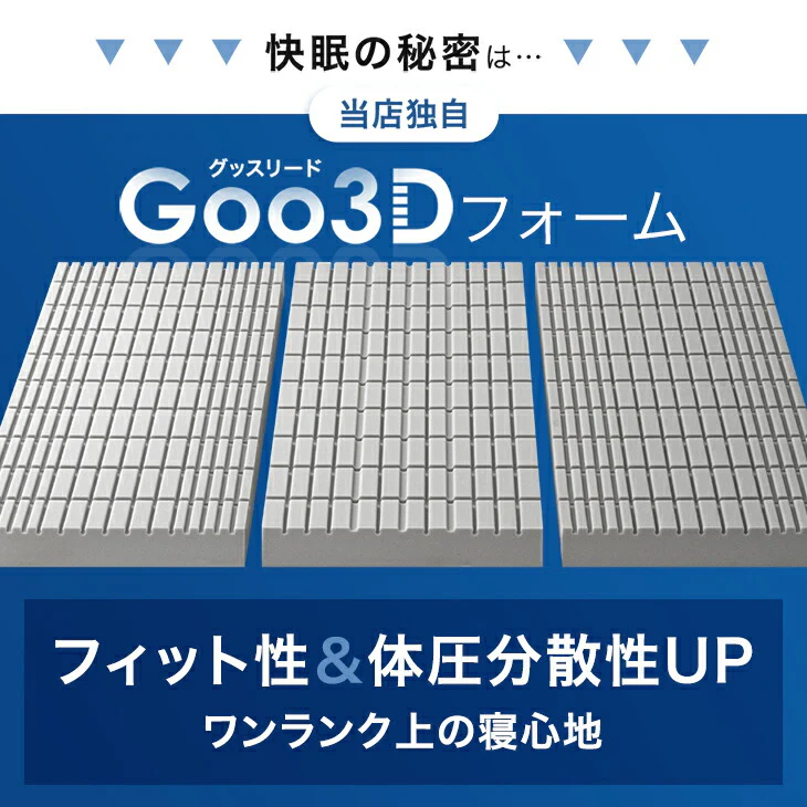 [セミダブル] Goo3D《グッスリード》 マットレス 三つ折り 10cm 高反発 3Dカット 3ゾーン 体圧分散 洗えるカバー 〔43300156〕 - Image 5