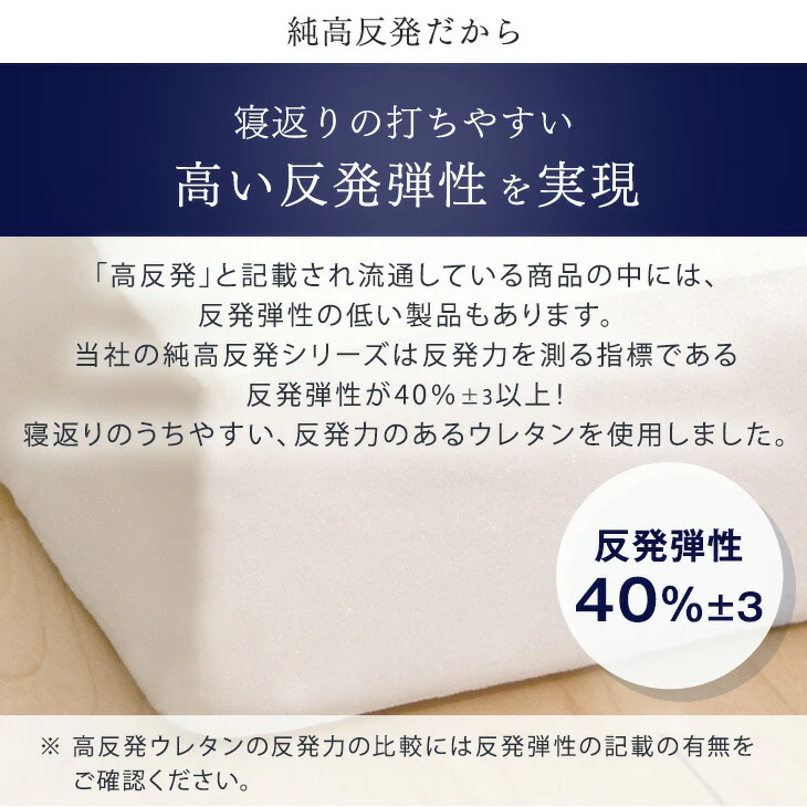 《シリーズ累計230万枚突破》［シングル］ワンランク上の高密度30D 「純」高反発マットレス 安心のエコテックス 3つ折り 極厚10cm 210N 折りたたみ 三つ折り マットレス〔13810040〕 - Image 9