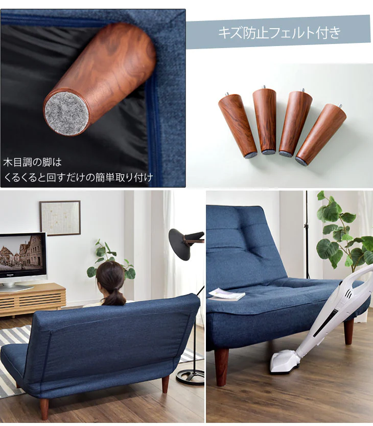 2人掛け 幅120㎝ ソファ 3段階リクライニング ポケットコイル ハイバック〔44030059〕 - Image 13