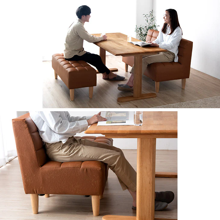 ［幅140］4人掛け ソファダイニング3点セット 天然木 【超大型商品】〔49100035〕 - Image 5