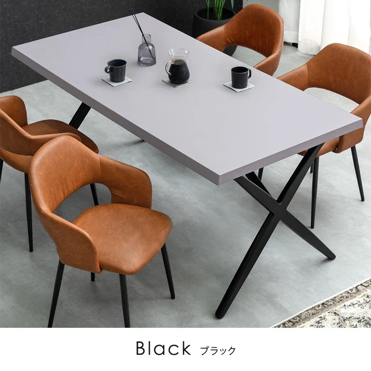 [幅160] モルタル調 ダイニングテーブル 単品 クロスレッグ 4人掛け 長方形 黒脚 天然木脚 おしゃれ 北欧【超大型商品】〔49690245〕 - Image 12
