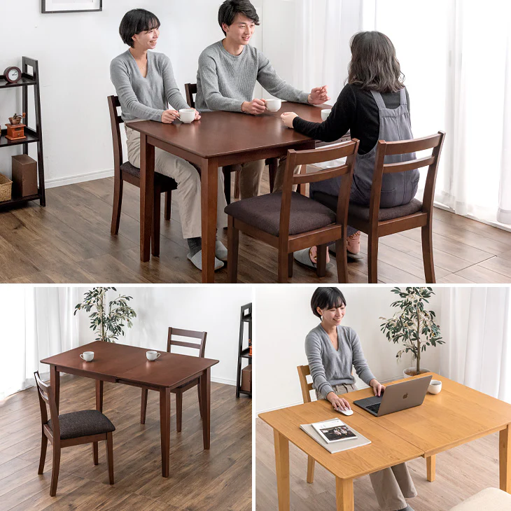 ［幅75-120cm］バタフライダイニングテーブル 単品 伸長式 エクステンション 長方形 コンパクト 折りたたみ〔50600002〕 - Image 10
