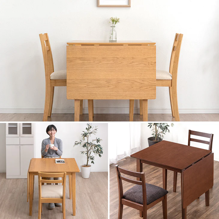 ［幅75-120cm］バタフライダイニングテーブル 単品 伸長式 エクステンション 長方形 コンパクト 折りたたみ〔50600002〕 - Image 8
