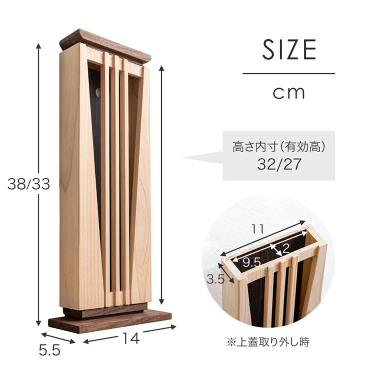 [高さ38cm] 国産ひのき 御札立て 1体用  壁掛け 自立 木製 神棚 お守り 宮形 省スペース ミニ神棚〔51300161〕 - Image 8