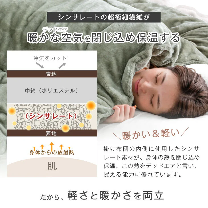【クリアランス】［セミダブルロング］掛け布団 洗える シンサレート 収納ケース付 抗菌 防臭 軽い 毛布〔61140241〕 - Image 9