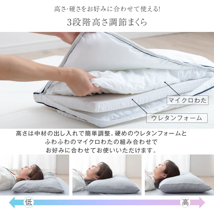 [セミダブル] 布団7点セット 厚み10cm 高反発三つ折りマットレス 調整枕 抗菌 防臭 防カビ〔61141003〕 - Image 11
