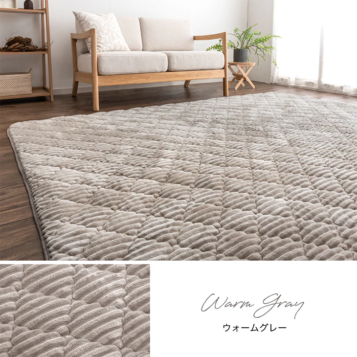 ［190×190］洗える ストライプ フランネル キルトラグ ホットカーペット対応 防菌 防臭 防ダニ 床暖房対応 滑り止め〔61300051〕 - Image 16
